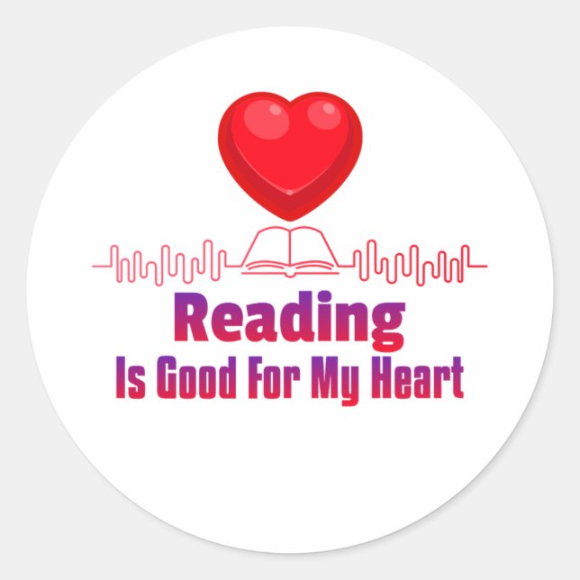 Sticker Rond La lecture est bonne pour mon coeur (Devant)