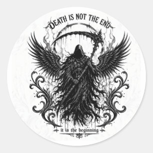 Sticker Rond La lettre gothique sombre de la Faucheuse & graphi