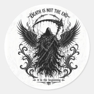 Sticker Rond La lettre gothique sombre de la Faucheuse & graphi