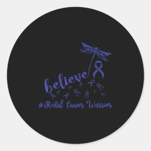 Sticker Rond La libellule guerrière du cancer rectal croit l'es