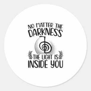 Sticker Rond La lumière est en vous   Idées cadeaux Reiki Mas