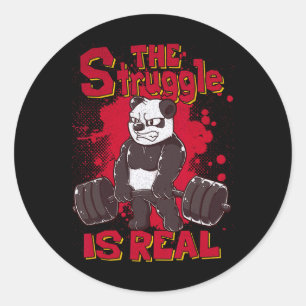 Sticker Rond La Lutte Est Véritable Panda Chemise Fitness Bodyb