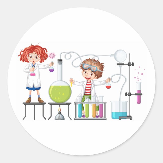 Sticker Rond La magie de la science de la marionnette (Devant)