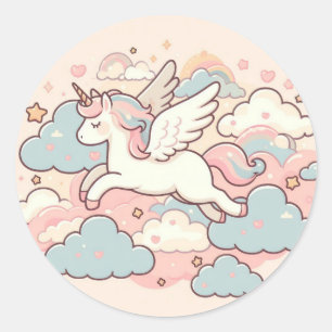 Sticker Rond La magie des licornes