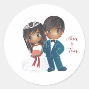 Sticker Rond La mariage stylisée
