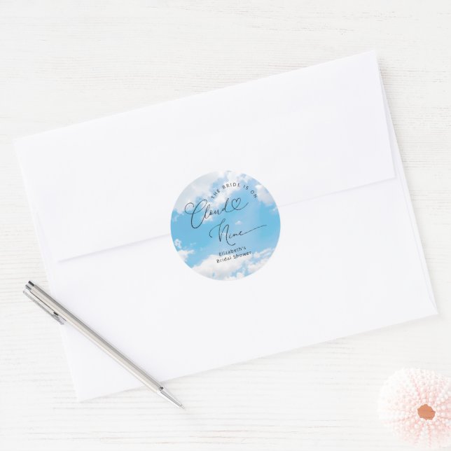 Sticker Rond La mariée est au septième ciel : Baby shower pour  (Enveloppe)