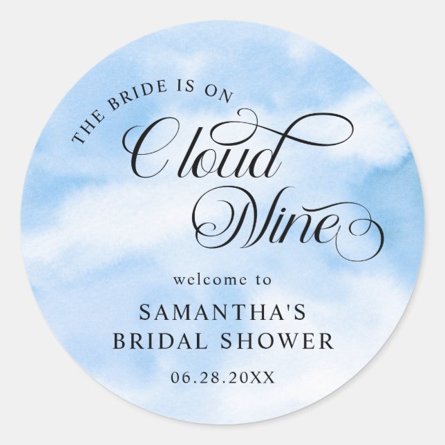 Sticker Rond La mariée est au septième ciel Fête de douche de l (Devant)