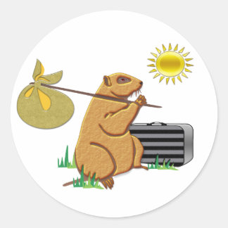 Sticker Rond La marmotte s'éloigne