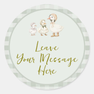 Sticker Rond La Mère l'Oie et l'Oison Baby Shower Votre Message