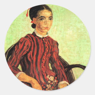 Sticker Rond La Mousme, assis par Vincent van Gogh