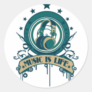 Sticker Rond La musique est la vie