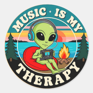 Sticker Rond La musique est ma thérapie