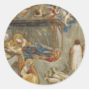 Sticker Rond La Nativité de Jésus Christ par Giotto
