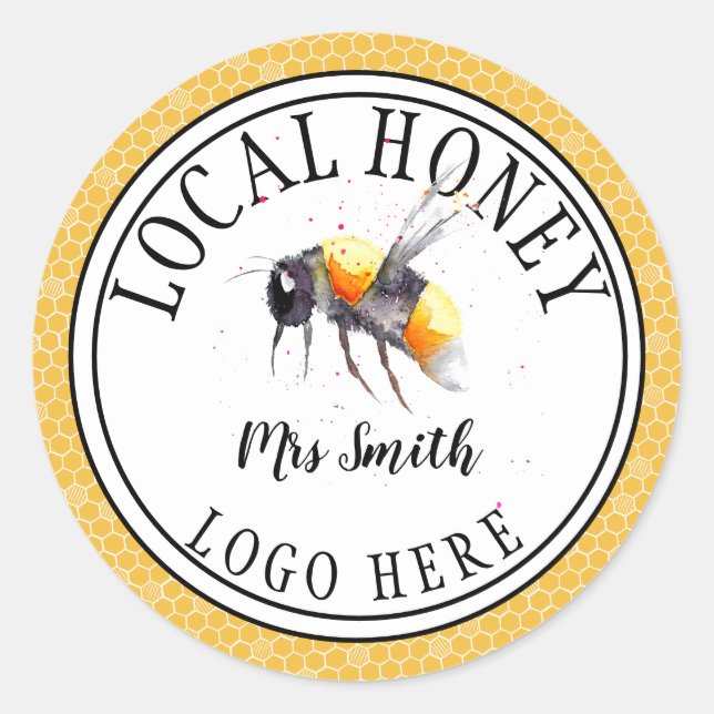 Sticker Rond La nature des abeilles de miel (Devant)
