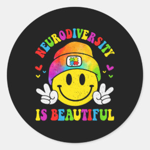 Sticker Rond La Neurodiversité est beau sourire Visage Autisme