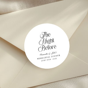 Sticker Rond La Nuit Avant le Dîner de Répétition Élégant Moder