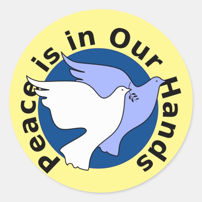 STICKER ROND LA PAIX EST ENTRE NOS MAINS (Devant)