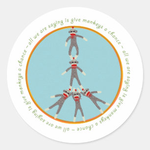 Sticker Rond La paix Monkeys l'autocollant