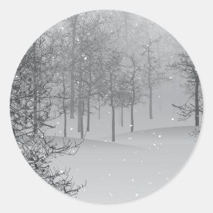 Sticker Rond La paix sur la scène de neige gris