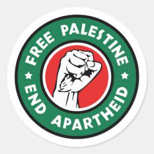 Sticker Rond La Palestine libre met fin à l'apartheid