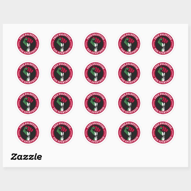 Sticker Rond La Palestine libre met fin à l'apartheid II (Feuille)
