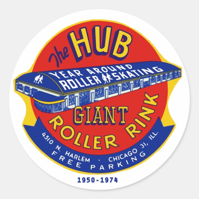 Sticker Rond La patinoire Hub Roller Chicago / Norridge Illinoi (Devant)