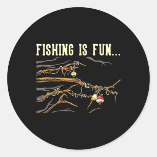 Sticker Rond La pêche est amusante... Flotteurs coincés dans l'