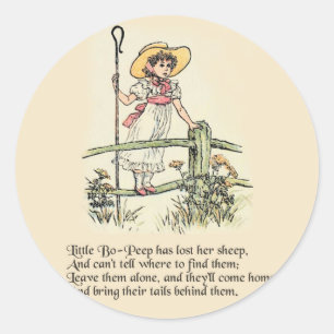 Sticker Rond La petite Bo-Peep : Classique de Kate Greenaway Nu