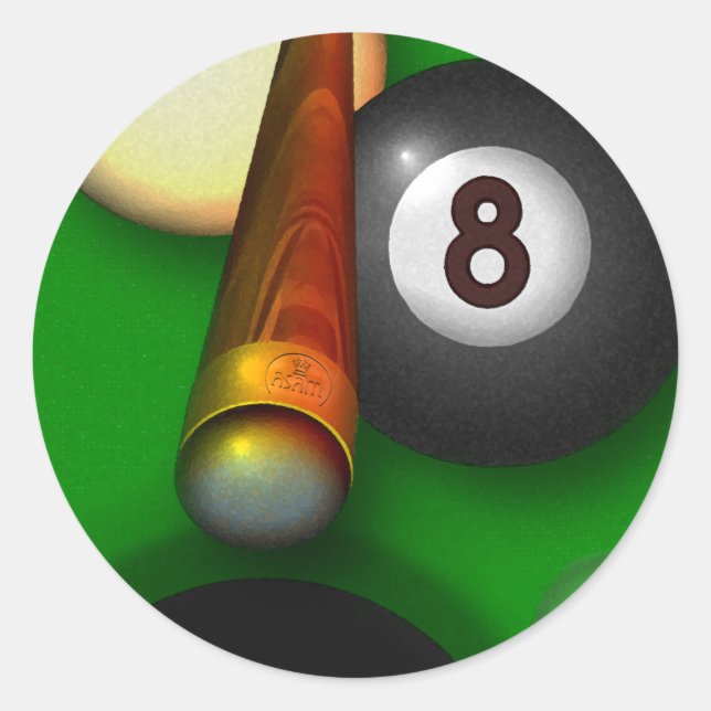Sticker Rond La piscine de Eight Ball et les Billiards (Devant)