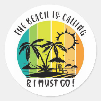 Sticker Rond La plage