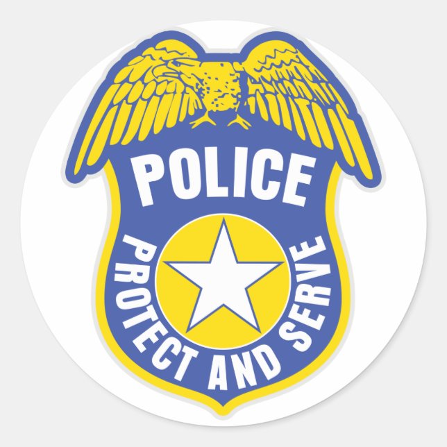 Sticker Rond La police protège et sert l'insigne (Devant)