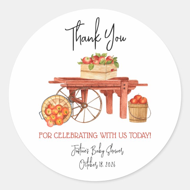 Sticker Rond La pomme de nos yeux Baby shower personnalisé (Devant)