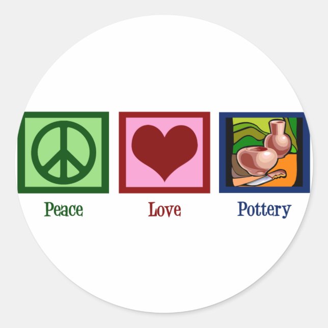 Sticker Rond La poterie de l'amour pour la paix (Devant)