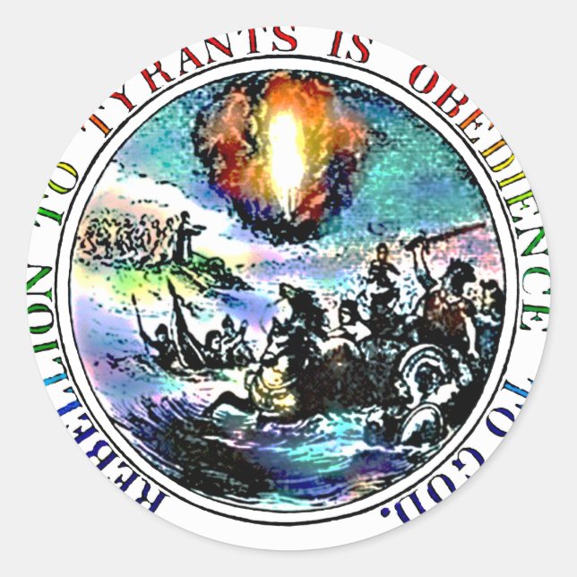 Sticker Rond La rébellion aux tyrans est l'obéissance à Dieu (Devant)
