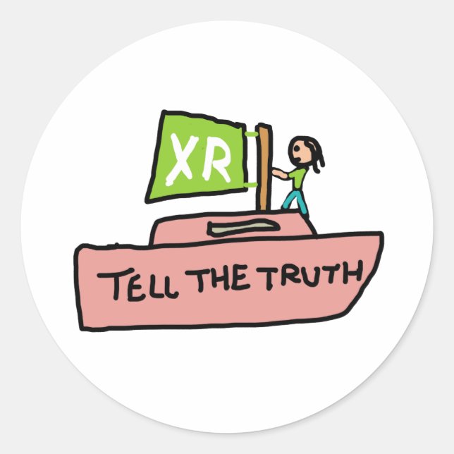 Sticker Rond La Rébellion D'Extinction Dit La Vérité Bateau (Devant)
