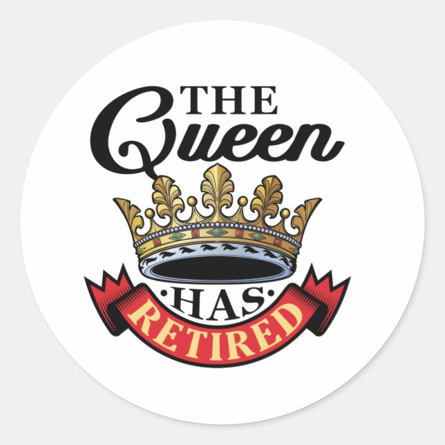 Sticker Rond La Reine A Retraité Les Femmes (Devant)