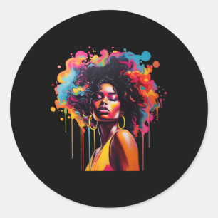 Sticker Rond La reine Afro Melanin secouant JunetDix Africains