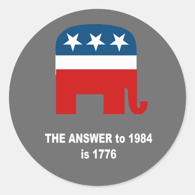 Sticker Rond La réponse à 1984 est 1776 (Devant)