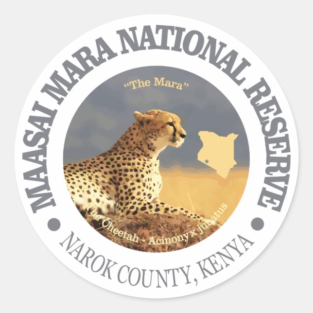 Sticker Rond La réserve nationale de Massai Mara (Devant)