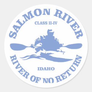 Sticker Rond La rivière Salmon (kayak)