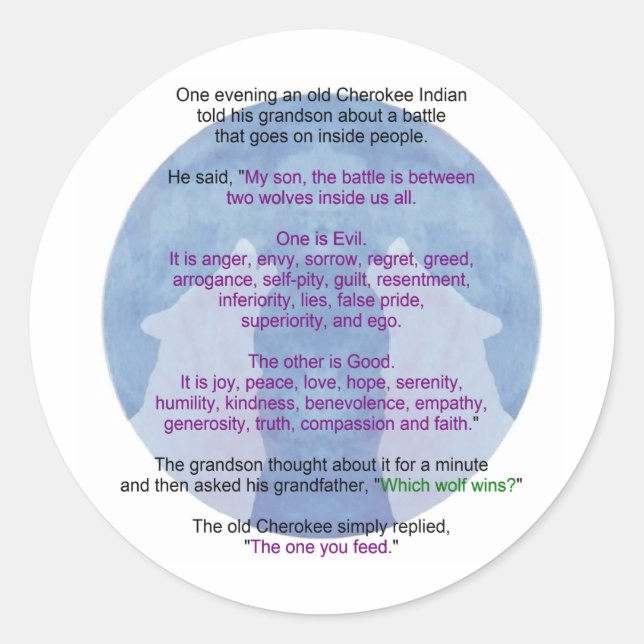 Sticker Rond La sagesse du loup (Devant)