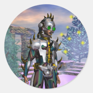 STICKER ROND LA SAINT-SYLVESTRE D'UN CYBORG