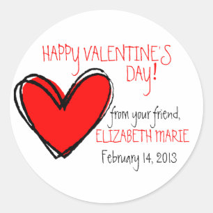 Sticker Rond La Saint-Valentin au coeur rouge