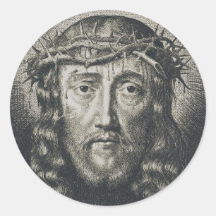 Sticker Rond La Sainte Face couronnée d'épines
