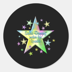 Sticker Rond La Salsa Danser Fait La Vie Étincelante Étoiles