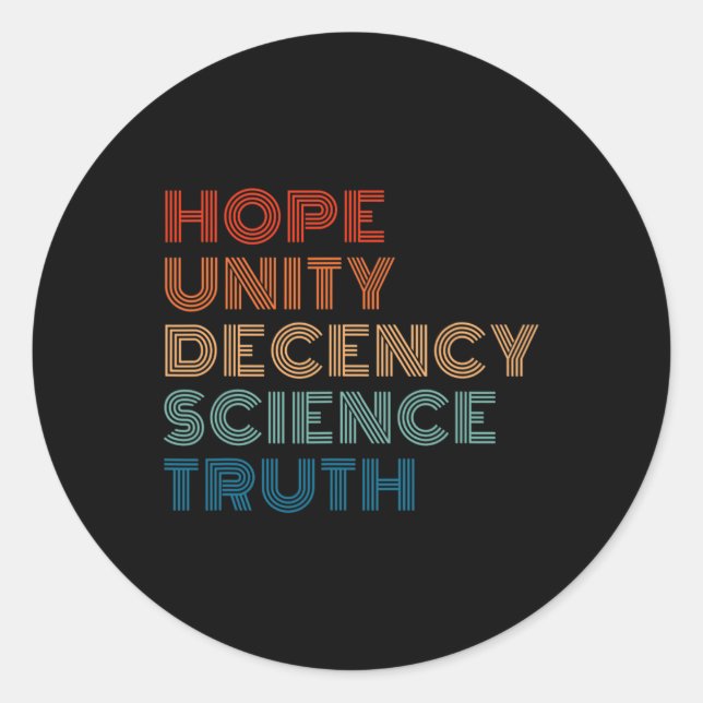 Sticker Rond La science de la décence de l'unité (Devant)
