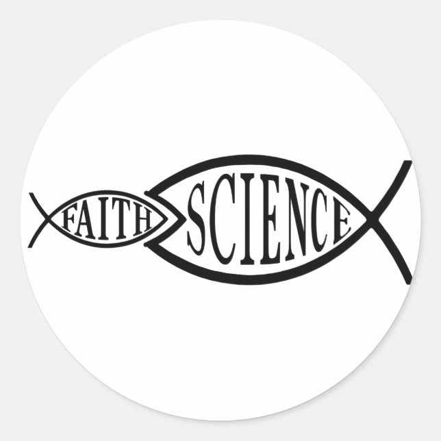 Sticker Rond La science l'emporte sur la foi Poisson (Devant)