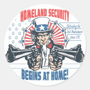 Sticker Rond La sécurité de patrie commence avec la 2ème