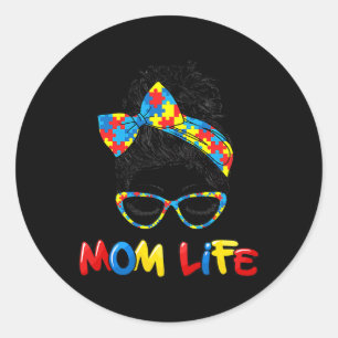 Sticker Rond La Sensibilisation sur l'autisme autistique Maman-