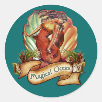 Sticker Rond La sirène magique de l'océan